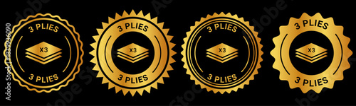 Gold Three Plies Badge Emblem Set