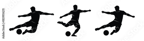 Silhouette Soccer Players in Action Dynamic Kicks and Athletic Poses
