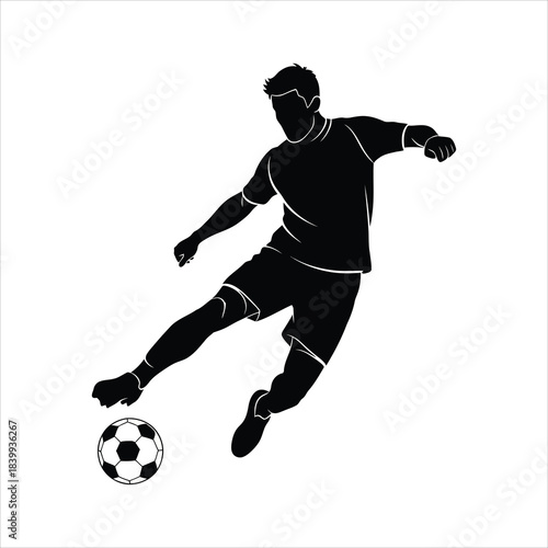 Silhouette of a Soccer Player Kicking a Ball in Dynamic Motion