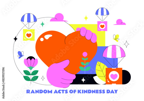 Random Acts of Kindness Day Vector Illustration on February 17th Various Small Actions to Give Happiness with Love in Flat Cartoon Background