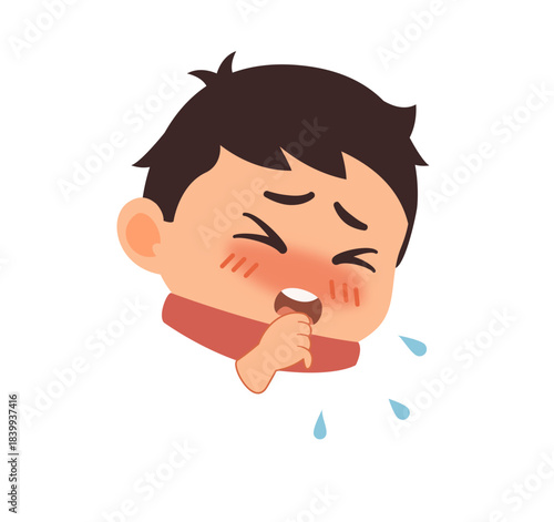 Illustration of Sick Child Coughing