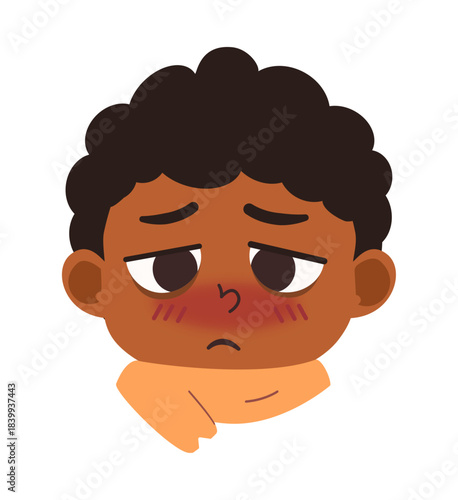 Illustration of Sick Boy With Red Cheeks