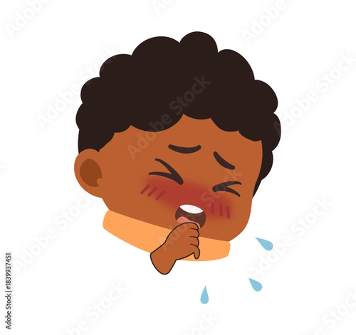 Illustration of Sick Child Coughing