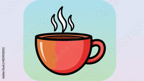 Illustration of a Steaming Cup of Coffee or Tea.