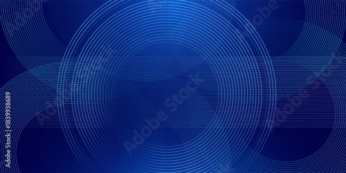 Abstract glowing circle lines on dark blue background. Geometric stripe line art design. Modern shiny blue lines. Futuristic technology concept. eps 10