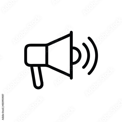 megaphone, sound, announcement, alert, speaker, voice, broadcast, message, minimal, outline,