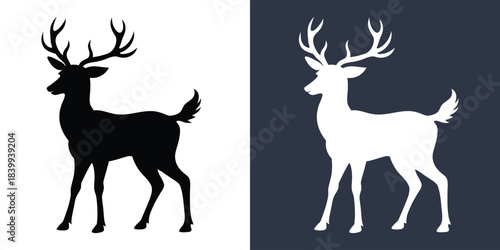 Deer silhouettes vector illustration. deer black silhouette icon