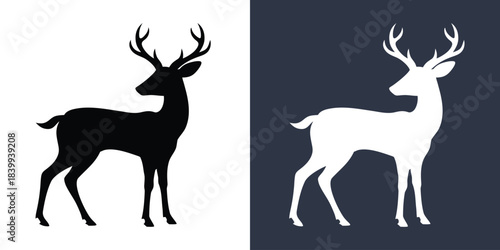 Deer silhouettes vector illustration. deer black silhouette icon