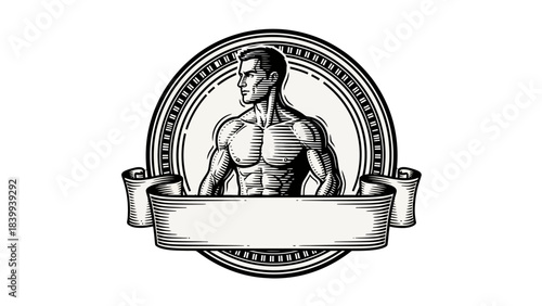 Strength and Elegance: An illustration of a muscular figure within an elegant frame, embodying power and refinement.