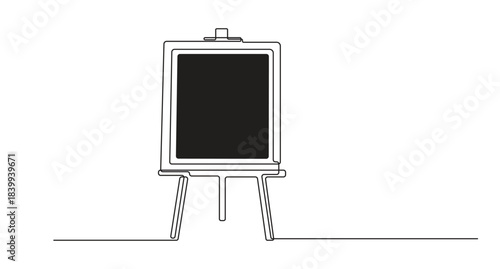 Continuous Line Drawing of an A-Frame Chalkboard Sign,Chalkboard minimalist one line art drawing vector illustration.