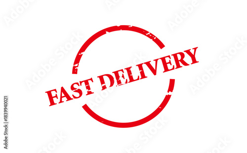 FAST DELIVERY - Red Rubber Stamp with text FAST DELIVERY
