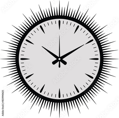 Abstract Clock Design with Sunburst Radiating Lines