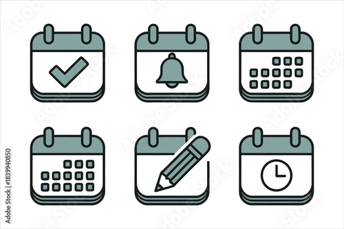 Set of Calendar Icons for Scheduling and Reminders