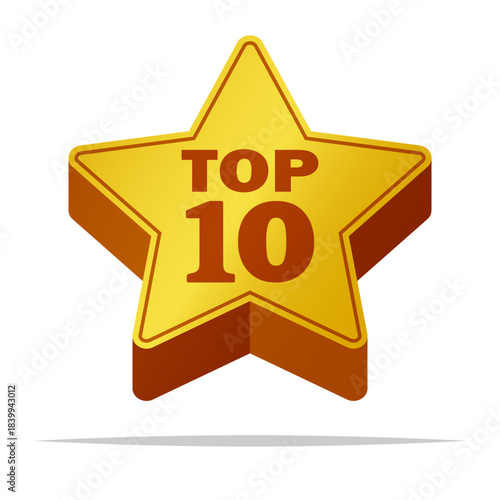 Top 10 star badge label vector isolated illustration