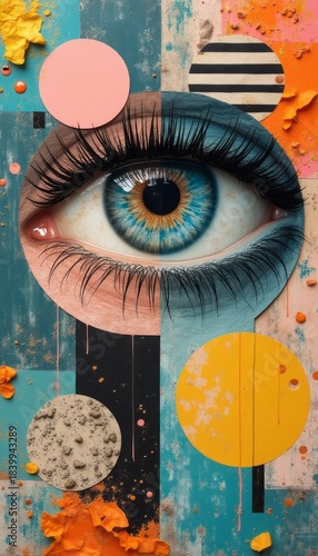 Artistic eye with vibrant geometric shapes