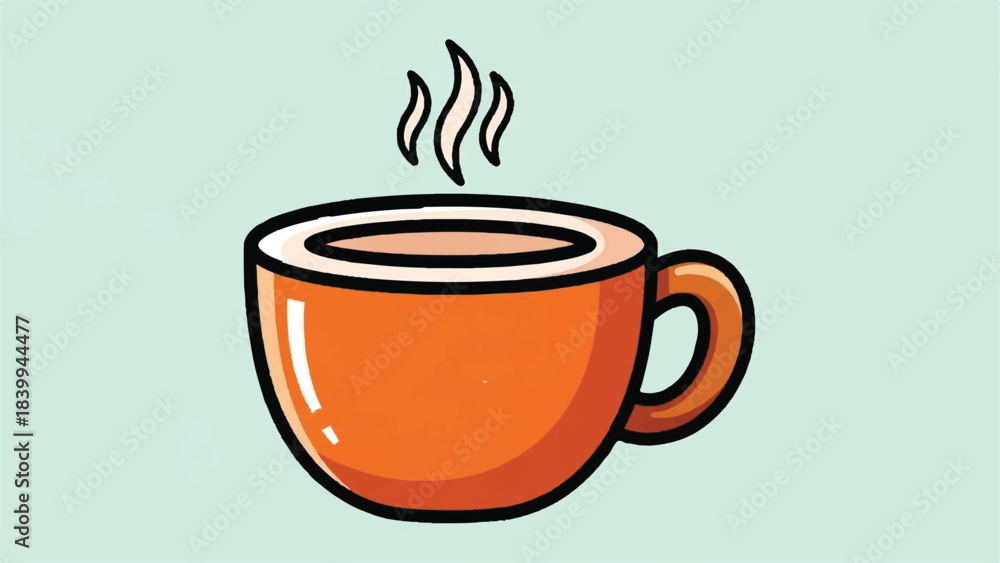 Obraz premium Illustration of a Steaming Cup of Coffee or Tea.