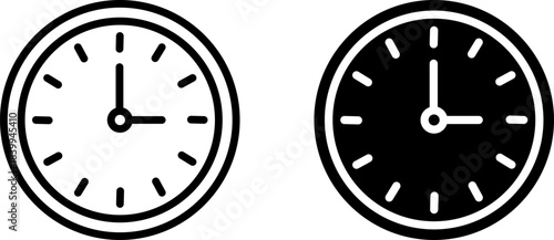 Two simple clock icons one white one black