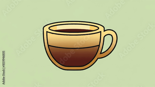 Illustration of a Coffee Cup with Dark Brown Liquid.