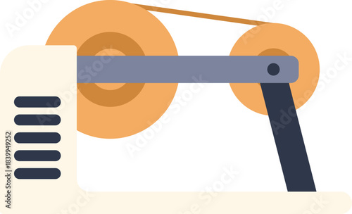 Vintage reel to reel analog audio tape recorder machine is playing music from magnetic tape