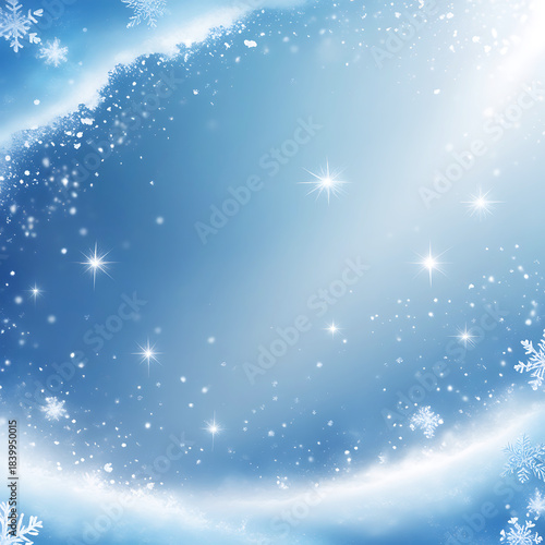 Ethereal Winter Sky with Falling Snowflakes and Starbursts frost