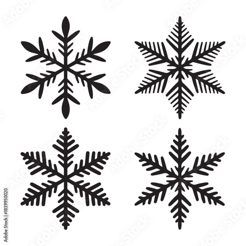 Icy snowflake cold winter seasonal geometric silhouette vector icon