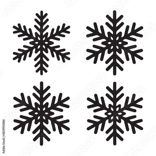 Geometric snowflake icy winter shape frozen silhouette vector illustration