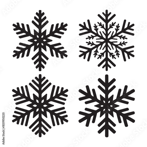 Symmetrical snowflake crystal cold icy winter silhouette vector illustration