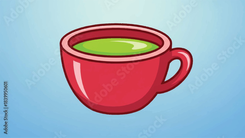 Illustration of a Red Cup Filled with Green Liquid.