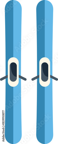 This minimalist graphic design features a pair of blue skis, ready for a day on the slopes
