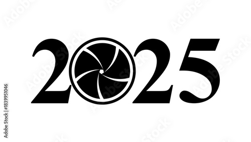 2025 camera lens style icon, modern photography optics design, digital focus and aperture concept, futuristic camera eye symbol, creative technology and media illustration vector