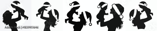 vector silhouette of a woman carrying a small child