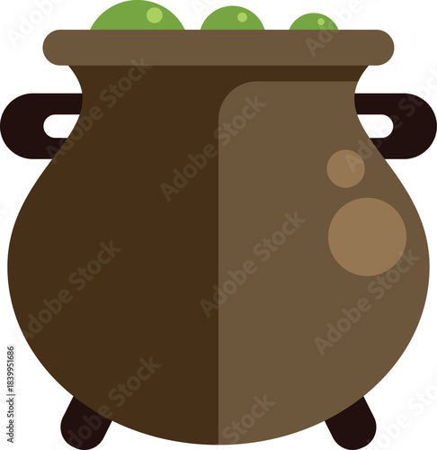 Brown cauldron bubbling with green potion, perfect for halloween projects