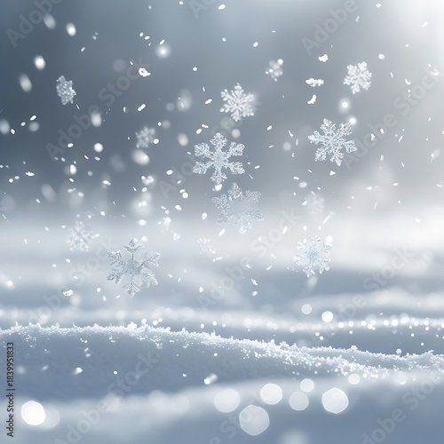 Falling Snowflakes and Snowdrifts in Soft Light winter cold
