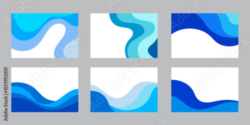 different shapes for website headers or footers in modern blue colors palette. Template for dividing elements in a design layout for landing pages.
