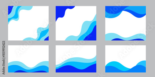 abstract waves background,  blue header and footer waves design