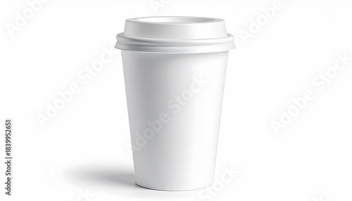 Wallpaper Mural Plain white disposable coffee cup with lid on white backdrop Torontodigital.ca