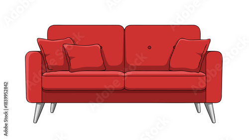 red sofa isolated on white