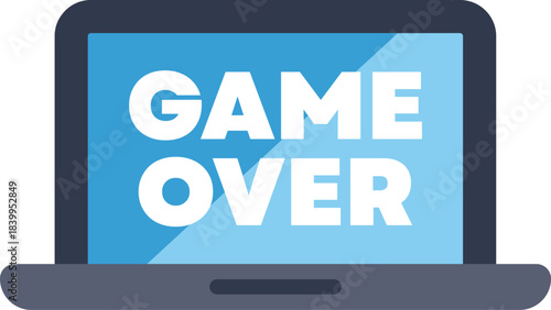 Laptop displaying a game over screen, indicating the end of a game session