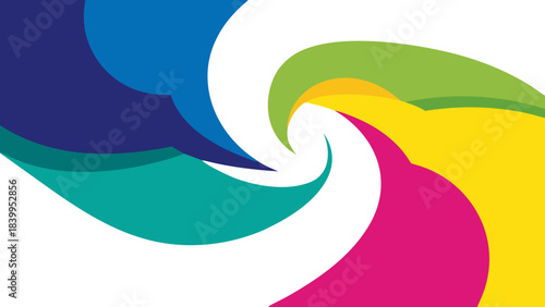 Vibrant Swirl of Colorful Shapes Against a Black Background Abstract Digital Art with Smooth Curves and Dynamic Movement