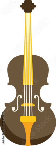 Brown violin with golden details playing classical music, representing musical instruments and classical orchestras