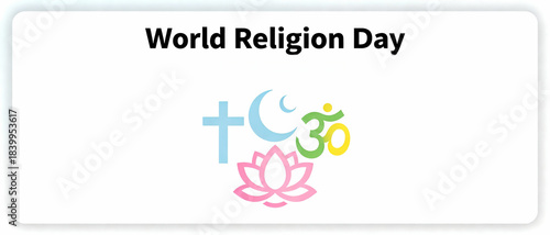 World Religion Day with various religious symbols, promoting unity and understanding