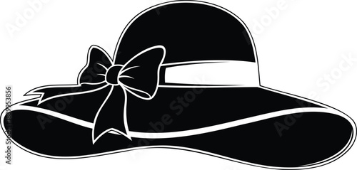 Classic Black Hat with Bow Design Fashion Accessory Illustration