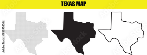 Texas map silhouette and outline