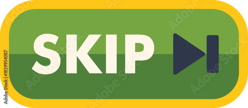 Green skip button with arrow showing skip forward multimedia control