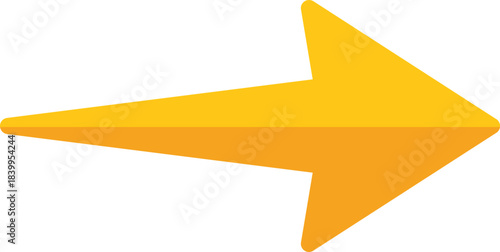 Simple yellow arrow pointing to the right, isolated on a white background, perfect for indicating direction or progress