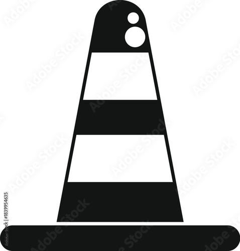 Simple traffic cone icon representing road safety, construction zones, or cautionary areas