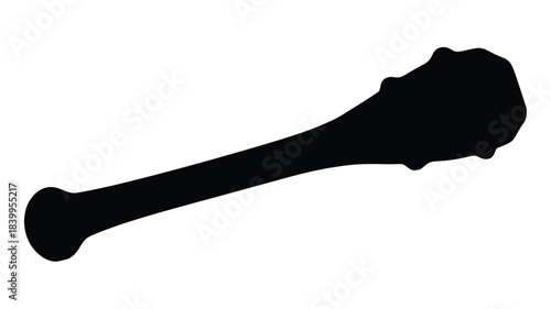 A simple black silhouette of a bone possibly a chicken leg bone