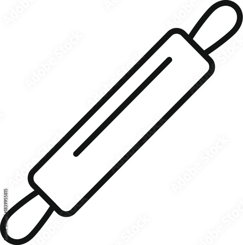 Simple line icon of a rolling pin, a kitchen utensil used to flatten dough or pastry