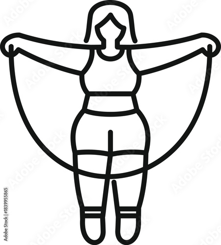 Curvy woman exercising with jumping rope, promoting body positivity and healthy lifestyle