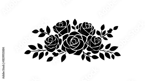 Bouquet of roses icon, romantic flower arrangement symbol, love and wedding decoration concept, Valentine gift illustration, floral arrangement for celebration and anniversary vector